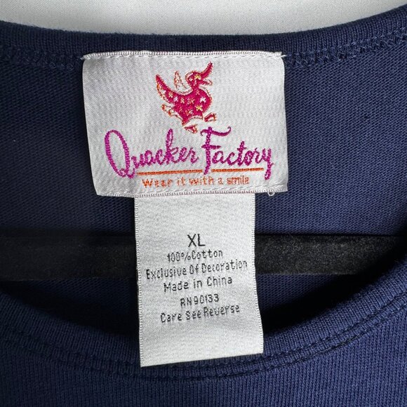 Quacker Factory Womens XL Sailboat Nautical Sequin Embellished 3/4 Sleeve Top - Picture 3 of 6